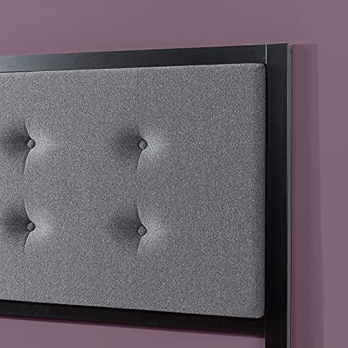 Zinus Barbara Button Tufted Grey Upholstered Metal Headboard, Twin #TOP1