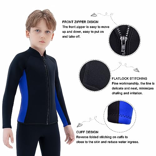 Chaqueta y Pantalones de Traje de Neopreno para Niños, 3mm, para Nadar, Surfear, Buceo, Snorkel y Deportes Acuáticos miniatura 5