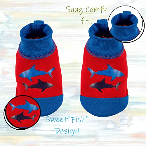 PEAK 2 PEAK Kids Boys and Girls, Baby Swim Fish Hat and Booties Red Set, Sun Protection UPF 50+ - Age 0-12 Months3