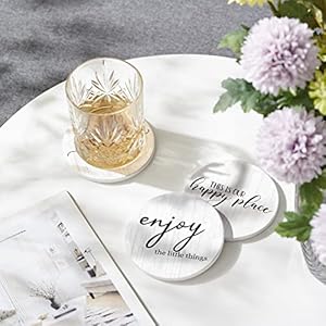 Coasters for Drinks, Set of 6 Absorbent Drink Coasters with Holder, Farmhouse Style Ceramic Drink Coasters with Cork Backing for Table Protection, Housewarming Gifts for New Home Coasters for Drinks Set of 6 Absorbent Drink Coasters with Holder Farmhouse Style Ceramic Drink Coasters with Cork Backing for Table Protection Housewarming Gifts for New Home