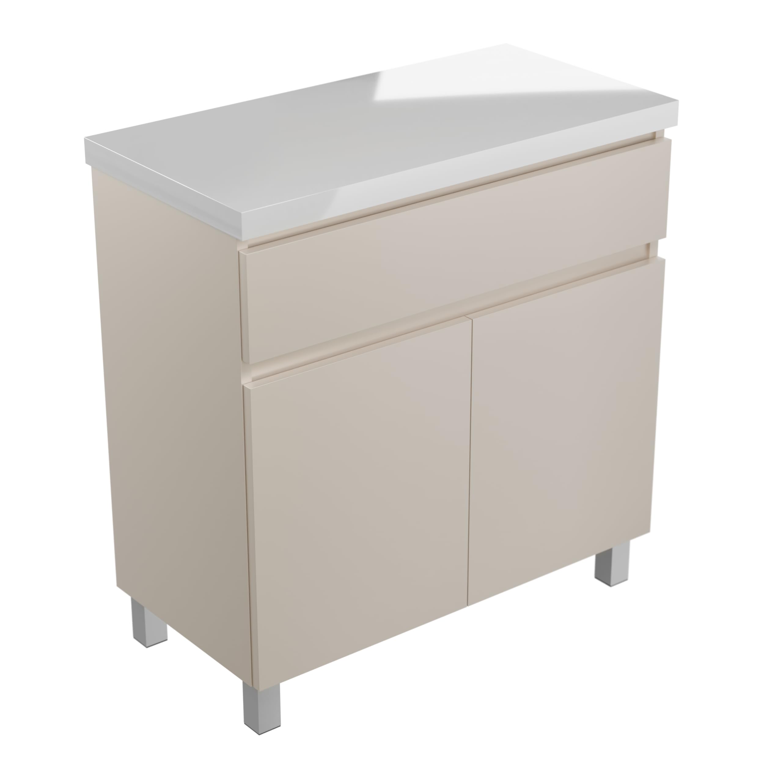 Mueble de baño Ariza Top, suspendido, 80 cm de Ancho, sin Lavabo, con cajón, para lavabos de sobre encimera - Cachemira Mate