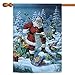 Toland Home Garden Checking It Twice 28 x 40 Inch Decorative Christmas Santa Gift Holiday Deer Bird Bunny House Flag