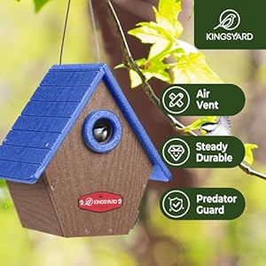 Kingsyardrecycledplasticbirdhouseforoutdoorshangingnestingboxwithpredatorguardairventsforwrenfinchchickadeeblue Urban Country Home Decor Kingsyard recycled plastic bird house for outdoors hanging nesting box with predator guard air vents for wren finch chickadee blue urban country home decor