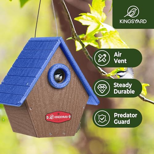 Kingsyardrecycledplasticbirdhouseforoutdoorshangingnestingboxwithpredatorguardairventsforwrenfinchchickadeeblue Urban Country Home Decor Kingsyard recycled plastic bird house for outdoors hanging nesting box with predator guard air vents for wren finch chickadee blue urban country home decor