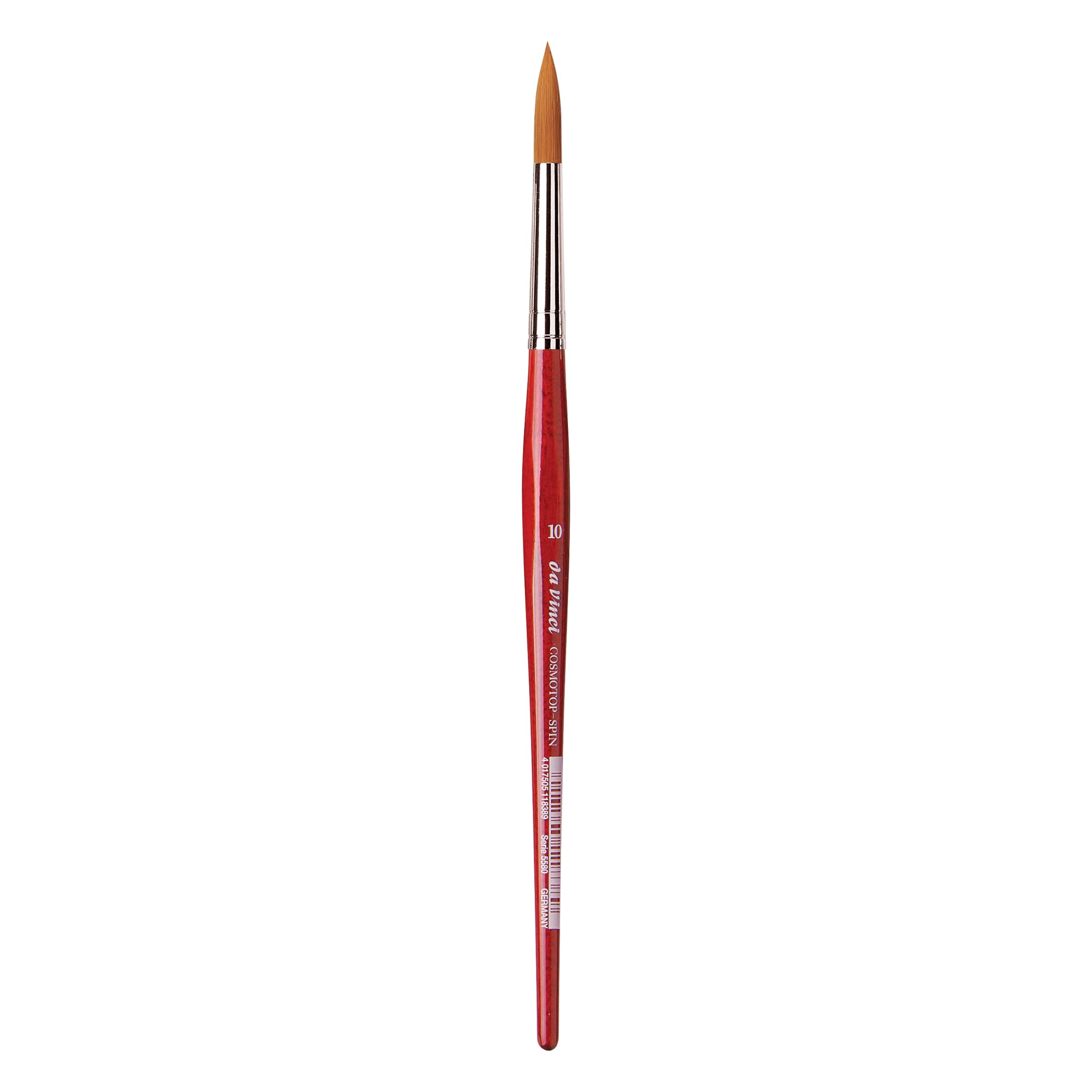 da Vinci Watercolor Series 5580 CosmoTop Spin Paint Brush, Round Synthetic with Red Handle, Size 10 (5580-10)