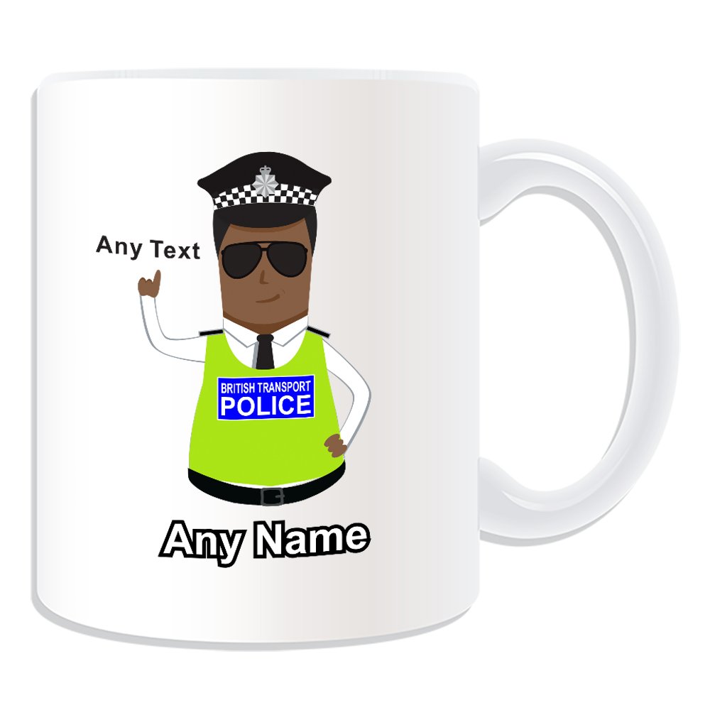 Unigift White Personalised Gift - British Transport Police Mug (Police Design Theme, ) - Any Name/Message On Your Unique - Btp - Black Policeman Hat Cap