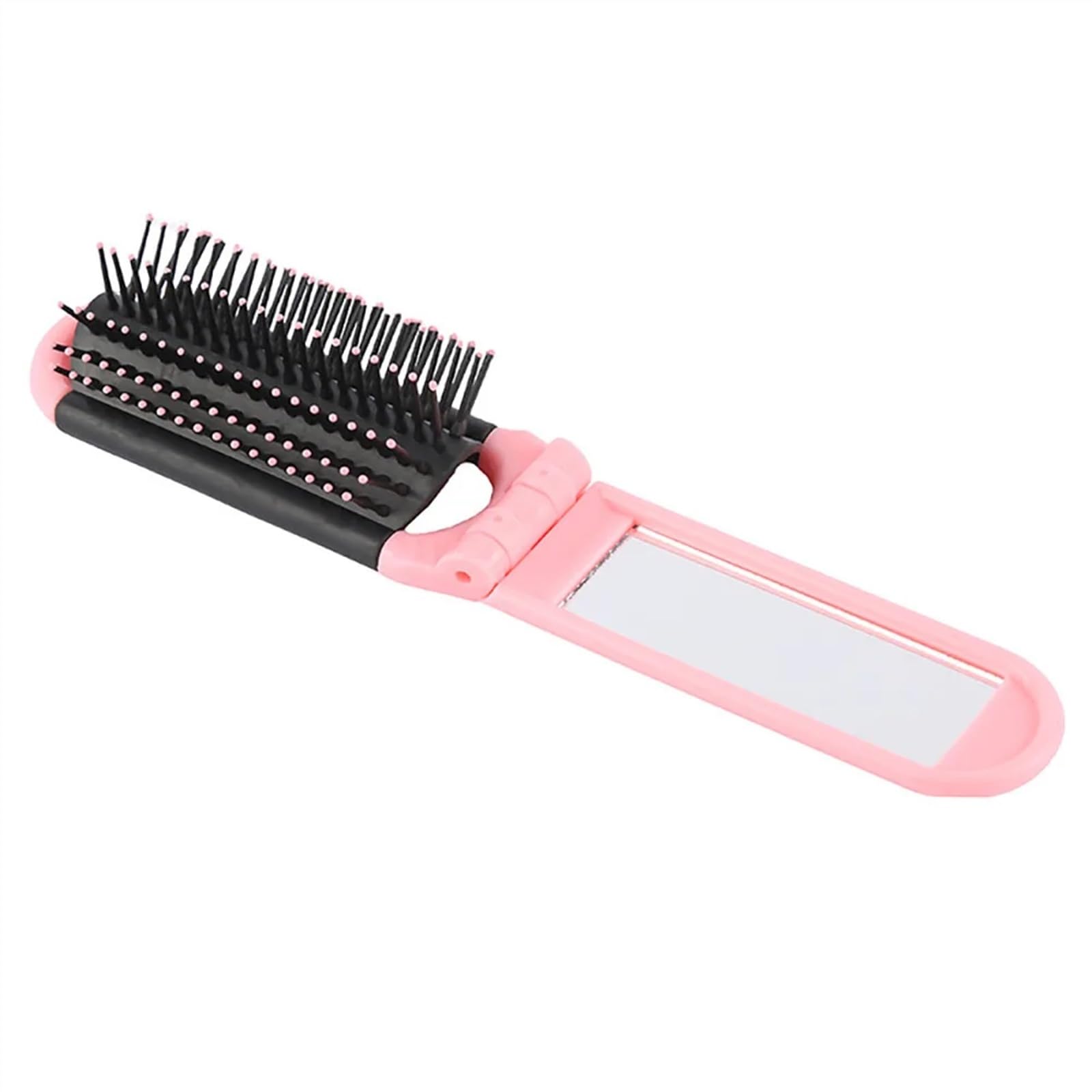 1pc Tragbare Reise Haar Kamm Faltbare Haar Bürste mit Spiegel Entwirren Haar Bürste Anti Statische Massage Pinsel Haar Styling Werkzeuge (Size : Pink)