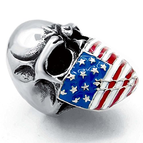 Elfasio Men's Stainless Steel Band Ring American Flag Mask Skull Biker (Us Size 10) #TOP3