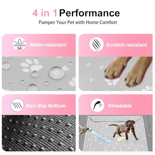 Image of Dog Playpen Bottom Pad Mat for 36 inch 4-Panel Playpens - Scratch & Chew-Resistant Puppy Pen Floor Mat with Hook & Loop Fasteners, Waterproof & Leakproof, Non-Slip (PrintGrey) (Playpen Not Included)