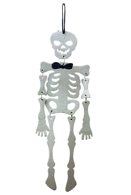 RSAAUD Glitter Wooden Full Body Hanging Skull Hangimg Skeleton Hanging for Halloween Decoration Halloween Party (H*W) 48 cm * 15cm