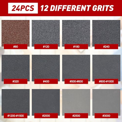 Image of 24 PCS Sanding Sponge Block 320 Grit Wet Dry Sandpaper for Wood Metal | Sandpaper Assortment, Flexible Foam for Curved & Uneven Surfaces, Washable & Reusable, for DIY Projects Auto