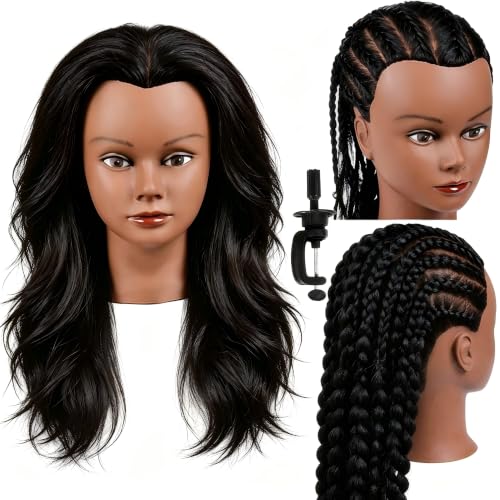 headdoll 14 Inch 100% Real Human Hair Mannequin Head Inch Training Head Manikin Head Cosmetology Doll Head Hairdresser Hairstylist Practice Head for Hair Styling with Stand