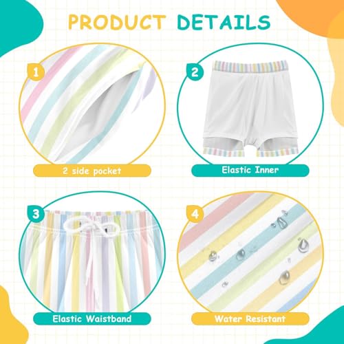 GuoChe Swimming Shorts for Boy Boys Quick Dry Boys Board Shorts Swimwear with Pocket Multicolored Stripes4