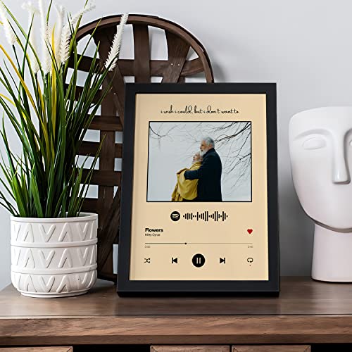 Image of Ritwika's Synthetic Wooden Personalized Desk Tabletop Photo Frame With Customizable Spotify Song And Photo Of Your Choice | Plaque For Your Loved Ones (Yellow Background - Table Spotify 17 x 22 Cm)