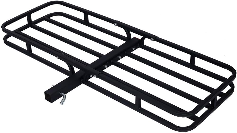 Hitch Cargo Carrier Basket, 500 lbs Capacity, 53.3" x 19.3" x 3.9" Heavy-Duty Steel Trailer Hitch Rack, Fits 2" Receiver, with 5/8" Hitch Pin - Black