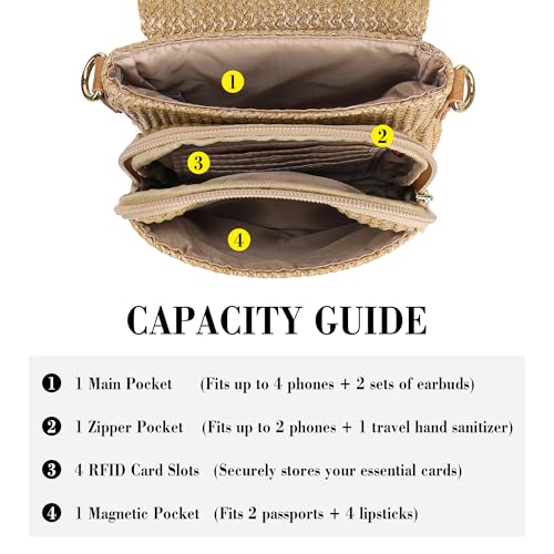 Haytijoe RFID Straw Crossbody Bag for Women 2025 Small Raffia Cell Phone Purse with Card Slots Crossbody Wallet for Travel4