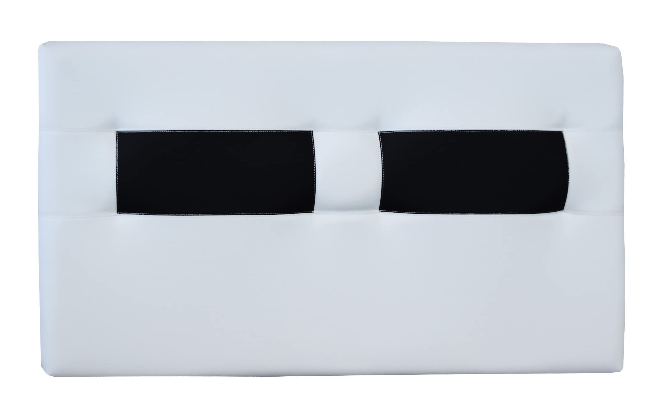 ONEK-DECCO Cabecero de Cama tapizado en Polipiel Mod. Málaga - Cabeceros Originales para Niños, Juvenil y Matrimonio de 70 cm. Alto – Cabezal de Colgar (150x70, Blanco-Negro)