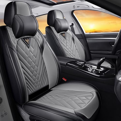 Image of for Toyota RAV4 Seat Covers 2008-2026, Waterproof Car Seat Covers | Nappa Leather Seat Covers for RAV4 Front Set, Airbag Compatible, Full Coverage Seat Protectors, Easy Install(Black /Gray)