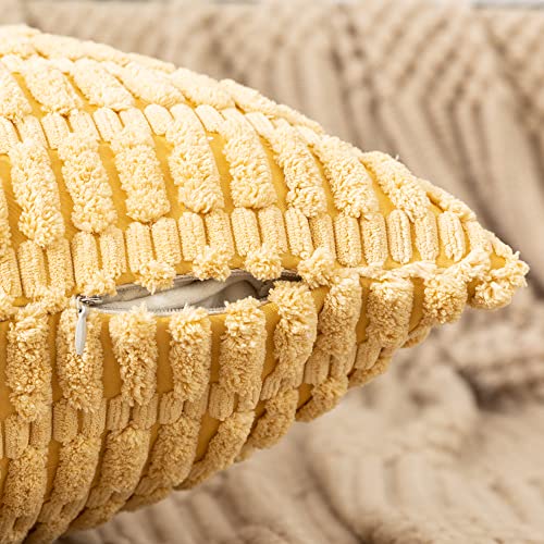 Etasop Pack Of 4 Decorative Throw Pillow Covers 18X18 Inch Soft Boho Striped Pillow Covers Modern Farmhouse Home Decor For Spring Sofa Living Room Couch Bed (Yellow) #TOP4