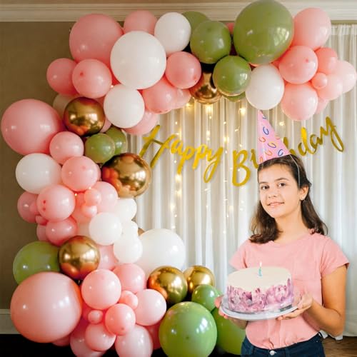 Image of SpecialYou.in Rubber Green & Pink Balloons Birthday Decoration Kit For Kids & Girls, Balloon Decoration Kit - 71 Pcs