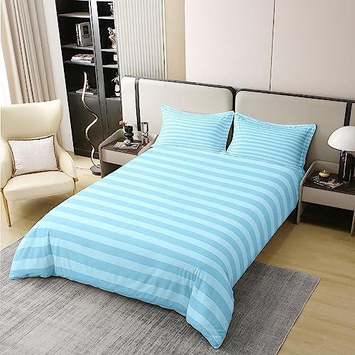 100% Cotton Blue Striped Duvet Cover Double Stripe Bedding Set Kids Boys Girls Women Men Farmhouse Ticsuper King Stripes Comforter Cover Horizontal Stripes Adults Abstract Gothic Home Decor - Image 2
