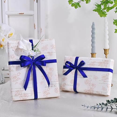 Image of Double Face Cobalt Blue Satin Ribbon 5 /8 inch X 50 Yards Polyester Cobalt Blue Ribbon for Gift Wrapping Very Suitable for Weddings Party Invitation Decorations and More