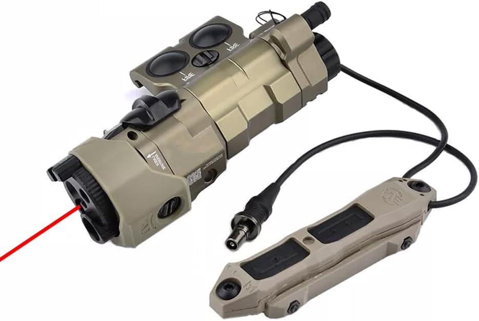 Metal MLC1+ Aiming Box Laser Sight(with IR+IR Fill Light + Red/Green/Blue Laser+220 Lumens LED Flashlight), & Dual Wire Modular Remote Pressure Switch(SF+2.5 Plug) Combo,Tan