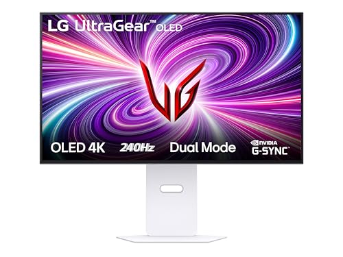 LG UltraGear OLED 32GS95UV Monitor Gaming 32', UHD 4K (3840x2160) 240Hz, 480Hz in FHD con Dual Mode, 0,03ms (GtG), G-Sync, FreeSync Premium Pro, HDR 400 True Black, HDMI 2.1, DisplayPort, Bianco