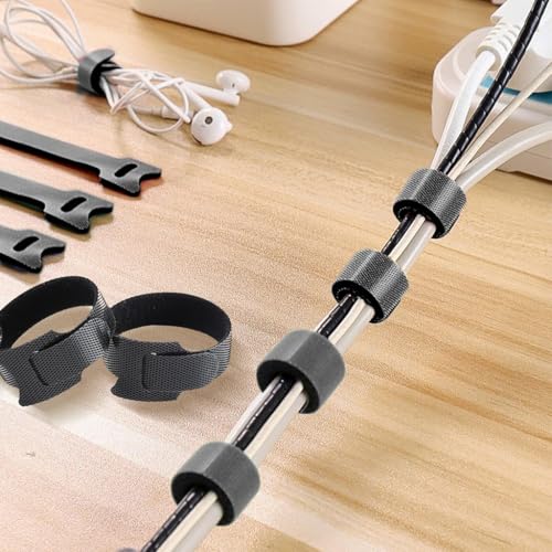 Image of Zibuyu Nylon Reusable Cable Ties, 100 Pc Self-Adhesive Wire Organisers