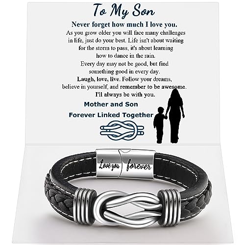 Pulsera de cuero trenzado nudo infinito para hombre 8.5 pulgadas miniatura 1