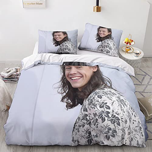 BIVEE Harry Styles Pillow Bedding Juego De Sábanas Y Fundas Impresas En 3D Microfibra Suave Fundas...
