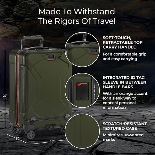 Image of Briggs & Riley Domestic 22 inch Carry On Spinner - Luggage for Travel, Suitcases with Wheels, Hardside Rolling Bag for Men & Women, Self-Repairing Zipper - Torq Collection, Hunter Green