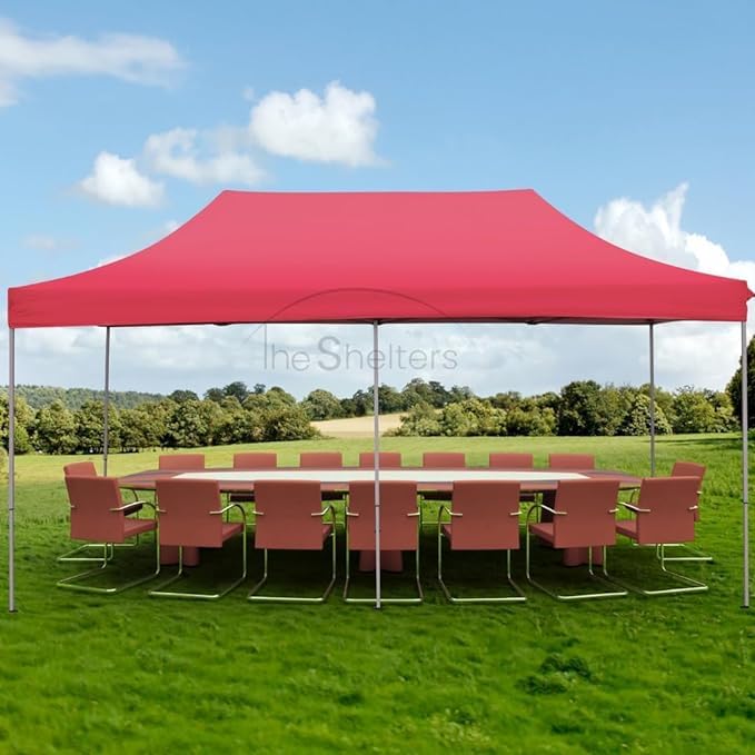 Image of THESHELTERS - 10x20 ft Outdoor Canopy Tent, Instant Foldable & Pop up Garden Gazebo Tent for Decoration, Party, Event, Wedding & Camping (Red)