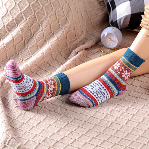 Image of Pleneal Wool Socks for Women - Womens Wool Socks Winter Warm Cozy Knit Sock for Women Men