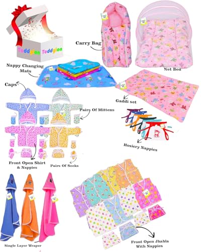 Image of Toddylon Flat Bed 56 in 1 Baby Products All New Born Combo (Multicolour, 0-6 Months)