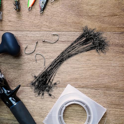 VALICLUD 50 piezas de líderes de pesca de acero con swivels miniatura 4