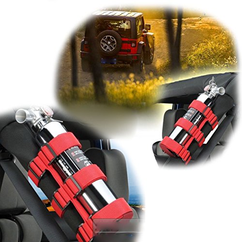 VXAR Fire Extinguisher Holder Adjustable Roll Bar Mounted for Auto Car UTV(ABS Red)