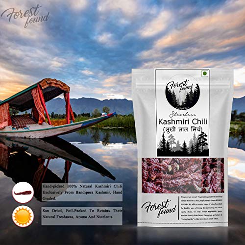 Image of Forest Found Whole Kashmiri Red Chilli (150g) | Premium Stemless Sun Dried Kashmiri Chilly | Pure & Fresh Crop Sabut Lal Mirch for Vibrant Red Color