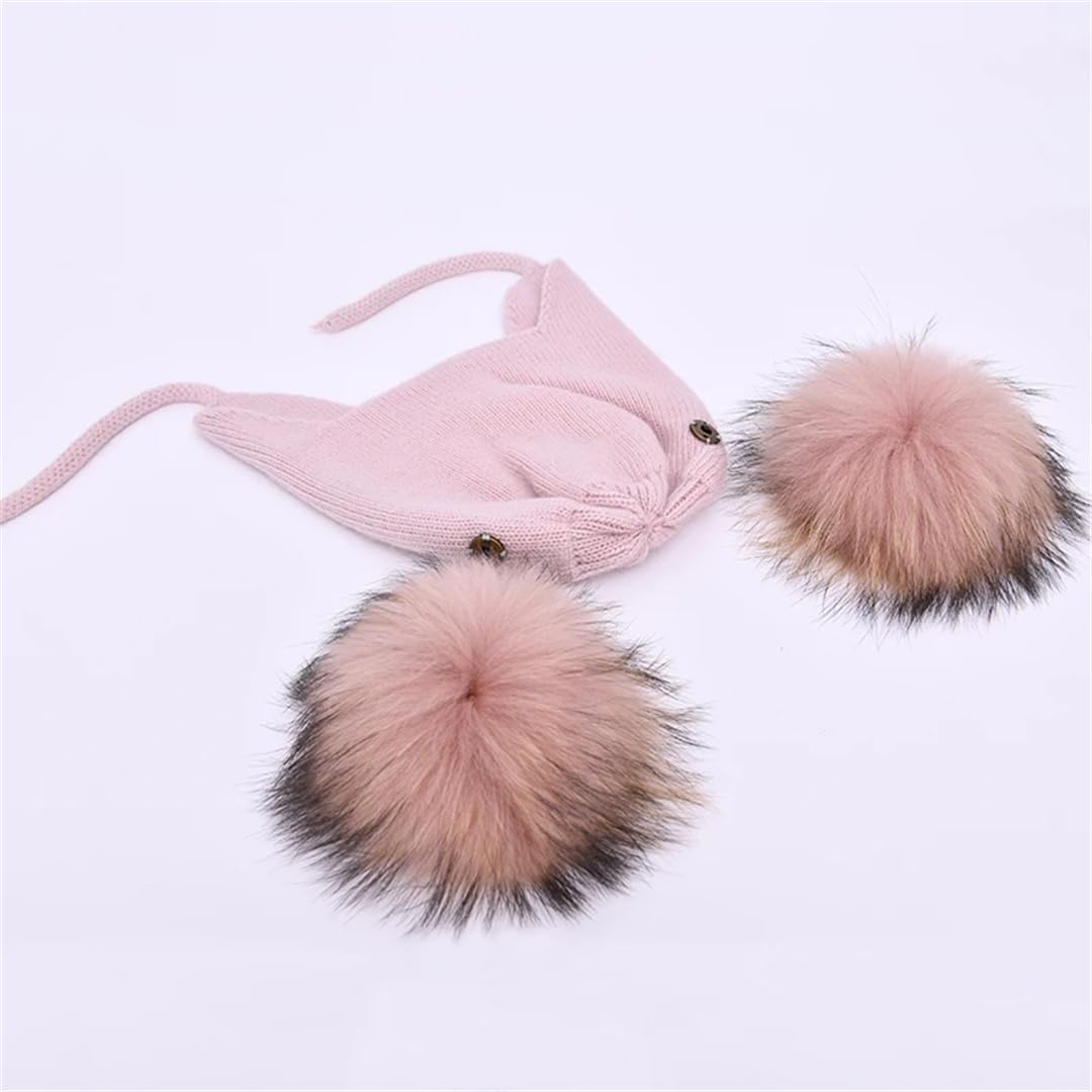 Wvapzxx Gorros Con Orejas Para Niños, Gorros De Invierno Tejidos Con Pompón De Piel Doble Para Niño Y Niña, Gorro De Media, Gorro