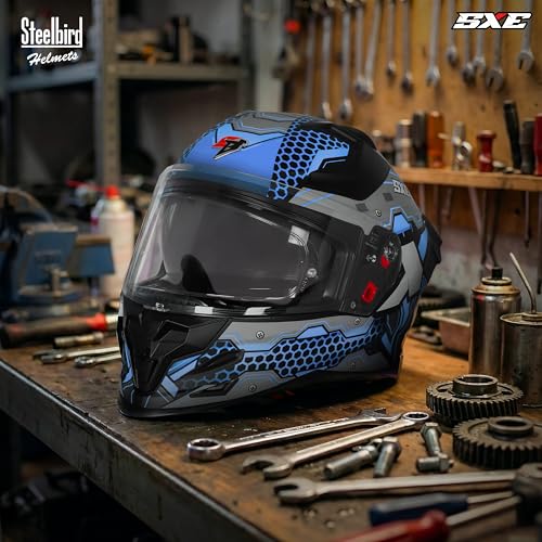 Image of Steelbird SBH-61 SXE X3 Pinlock ISI and Dot Certified Full Face Graphic Helmet for Men and Women with Inner Silver Sunshield