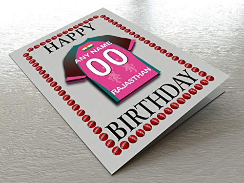 MyShirt123 Carte d'anniversaire avec inscription « Premier League » pour inscription « 20/20 » pour inscription « Private League », Carte magnétique Rajasthan Royals.