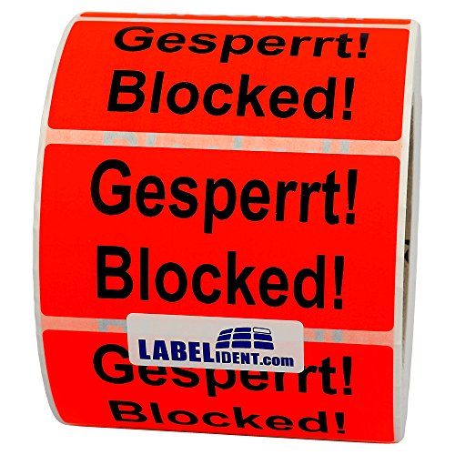 Warnetiketten 100 x 50 mm - Paket Aufkleber Gesperrt! Blocked! - 1.000 Versandaufkleber auf 1 Rolle(n), Papier selbstklebend Warnetiketten 100 x 50 mm - Paket Aufkleber Gesperrt! Blocked! - 1.000 Versandaufkleber auf 1 Rolle(n), Papier selbstklebend