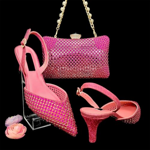 Women African Shoe and Bag Set Gold Shoes and Matching Bags Match with Handbag Clutch Femmes Sandales3