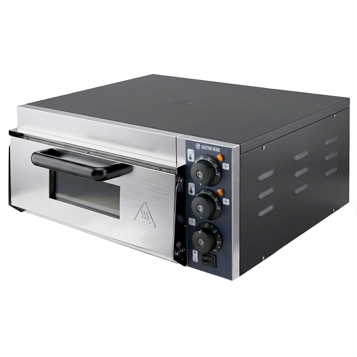 GastroHero Forno per pizza da 35 cm, elettrico per pizza con fondo in ceramica, per 1 pizza Ø 35 cm, forno elettrico per pizza per gastronomia