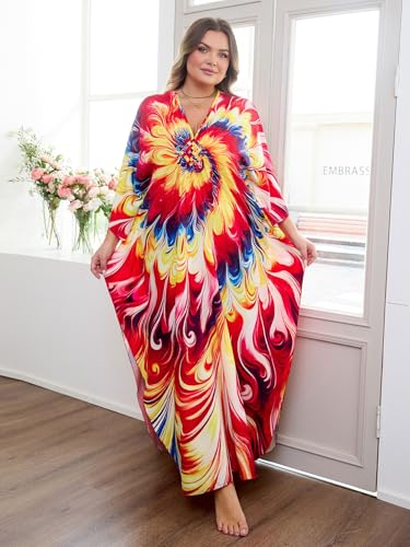 Image of Kaftan Dress for Women - Plus Size Caftan Maxi Beach Dress Moo Moos Loungewear, Swimsuit Cover Up for Beach, Pool or Vacation