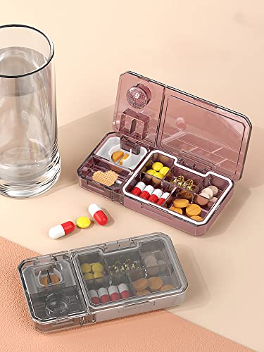 Image of House of Quirk 3 in 1 Multi-Functional Pill Cutter, Portable Travel Small Pill Box Case Holder, Purse Medicine Container for Cutting Vitamins Tablets (Pack of 2, Multicolor)