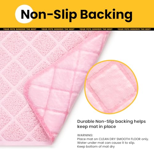 Image of Conlun Cat Litter Mat Litter Trapping Mat, 35 inch x 23 inch Premium Durable PVC Grid Mesh with Scatter Control, Non-slip, Less Waste Cat Litter Box Mat, Pink