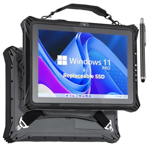 Image of MUNBYN Rugged Windows Tablet, 12.2 inch Extra Large Rugged Tablet, Replaceable SSD, 6300mAh+700mAh Dual Batteries & Hot Swappable, IP65 Rugged PC for Field Work, 2Y Protection, IRT09J Lite