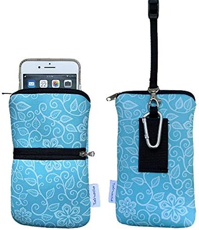 Amazon Com Tainada Women Phone Neoprene Shockproof Zippered Sleeve Case Bag Pouch With Carabiner Neck Lanyard Belt Loop Holster For Iphone 14 13 Pro Max Samsung S22 S21 Fe Floral Pattern Turquoise