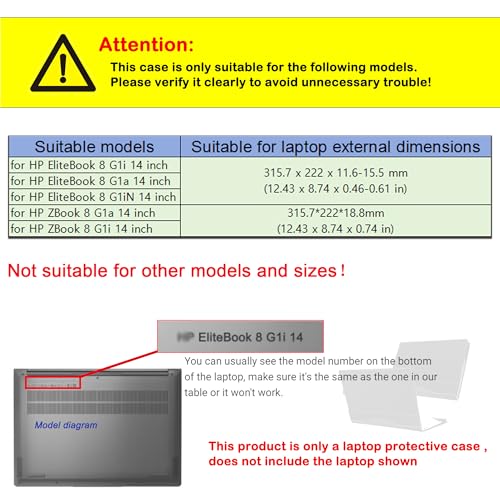 Funda para portátil HP EliteBook 14 pulgadas PU cuero gris miniatura 2